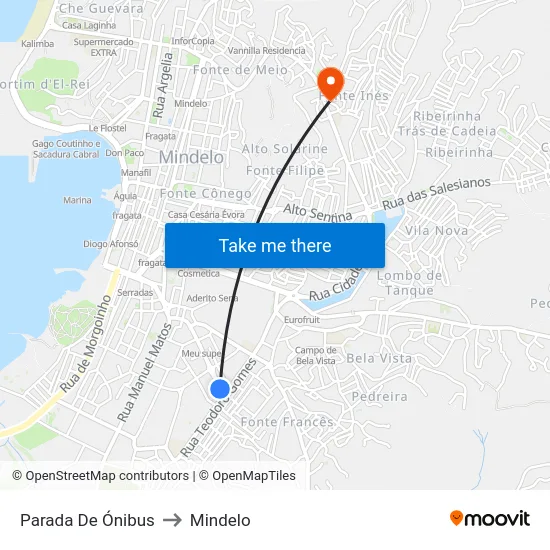 Parada De Ónibus to Mindelo map