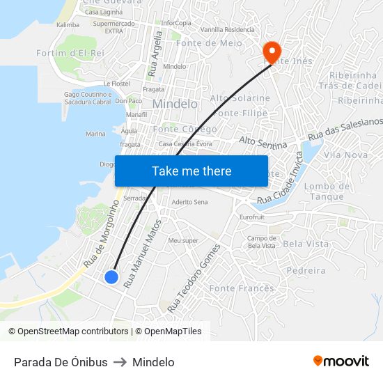 Parada De Ónibus to Mindelo map