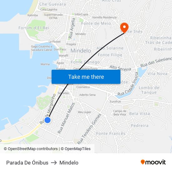 Parada De Ónibus to Mindelo map