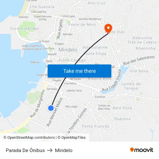 Parada De Ónibus to Mindelo map