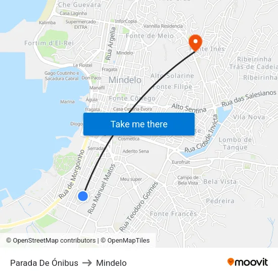 Parada De Ónibus to Mindelo map