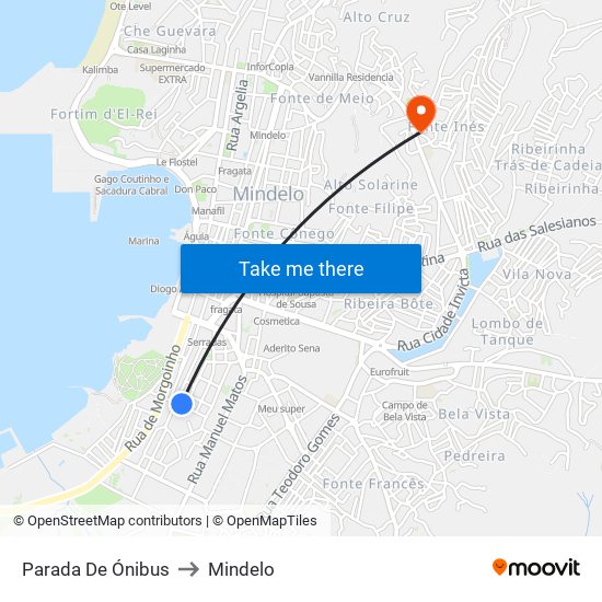 Parada De Ónibus to Mindelo map