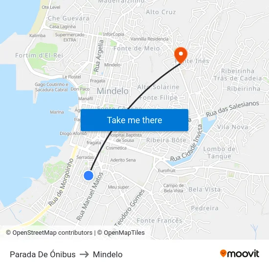Parada De Ónibus to Mindelo map