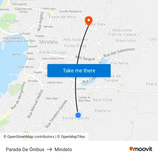 Parada De Ónibus to Mindelo map