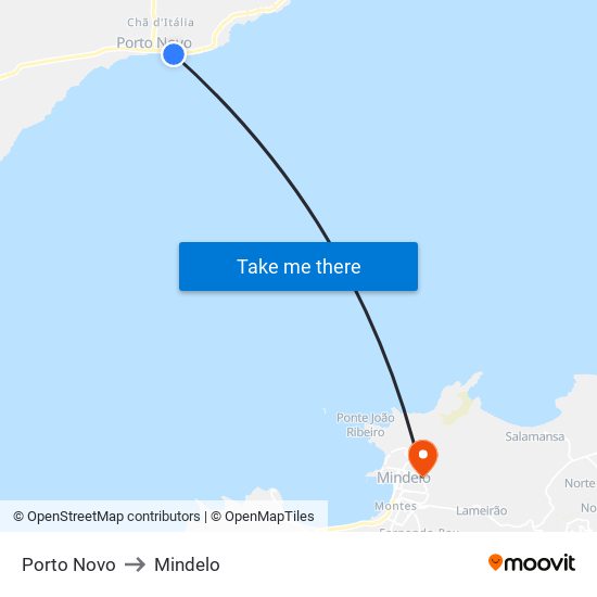 Porto Novo to Mindelo map