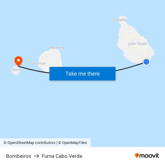 Bombeiros to Furna Cabo Verde map