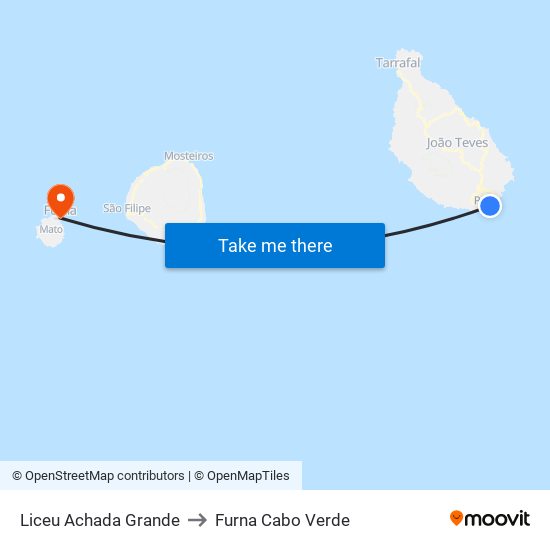 Liceu Achada Grande to Furna Cabo Verde map