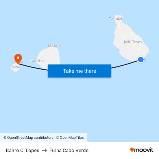 Bairro C. Lopes to Furna Cabo Verde map