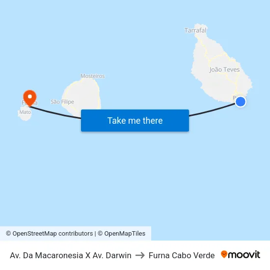 Av. Da Macaronesia X Av. Darwin to Furna Cabo Verde map