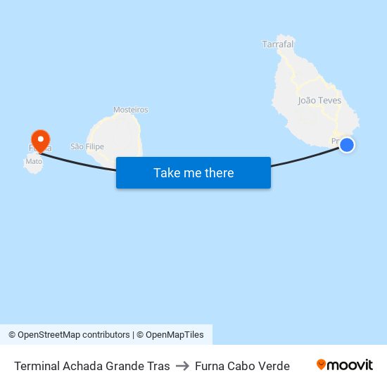 Terminal Achada Grande Tras to Furna Cabo Verde map