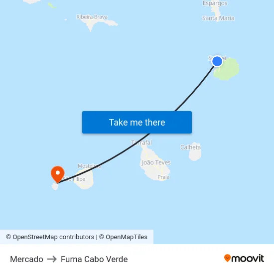 Mercado to Furna Cabo Verde map