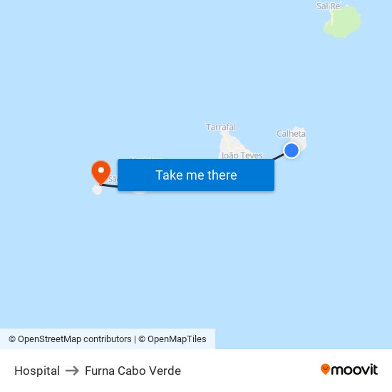Hospital to Furna Cabo Verde map