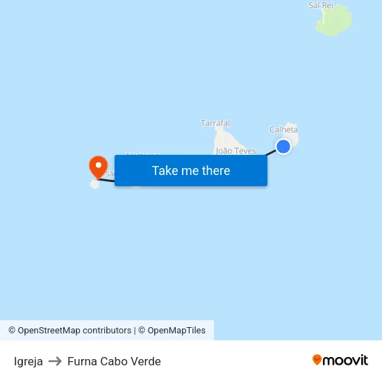 Igreja to Furna Cabo Verde map