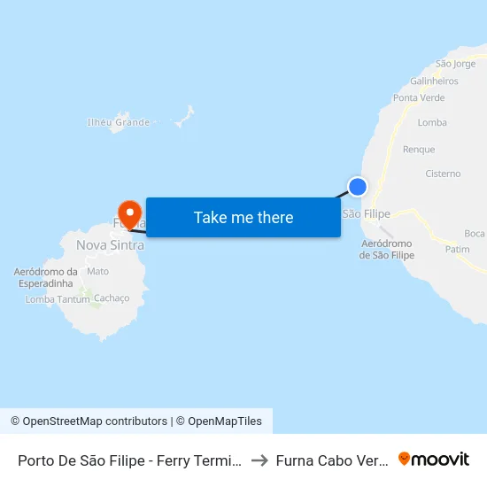 Porto De São Filipe - Ferry Terminal to Furna Cabo Verde map