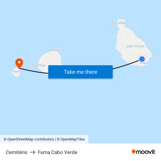 Cemitério to Furna Cabo Verde map