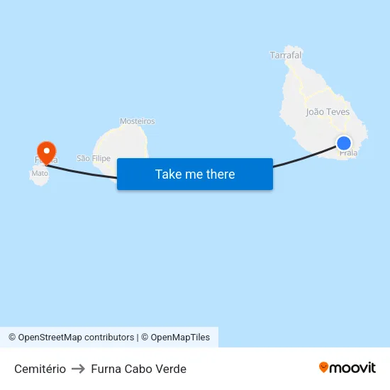 Cemitério to Furna Cabo Verde map