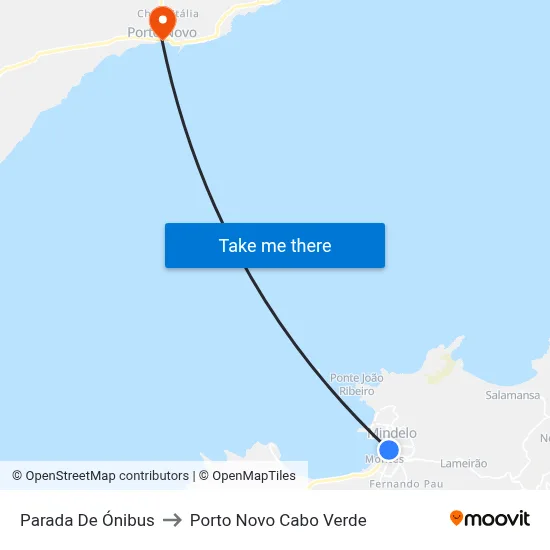 Parada De Ónibus to Porto Novo Cabo Verde map