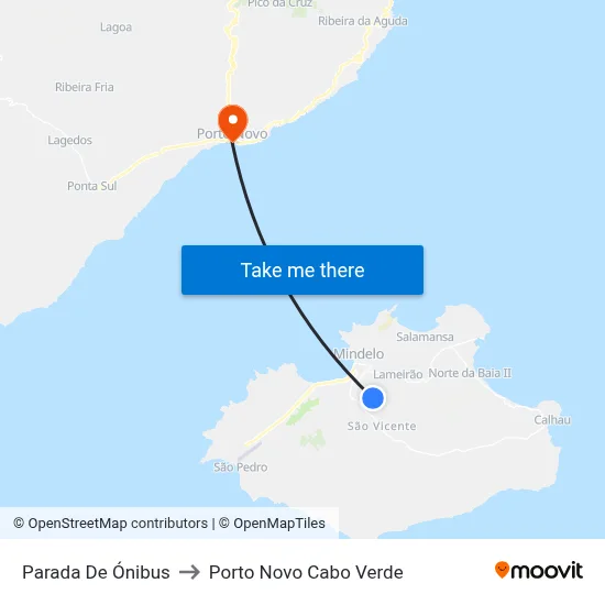 Parada De Ónibus to Porto Novo Cabo Verde map
