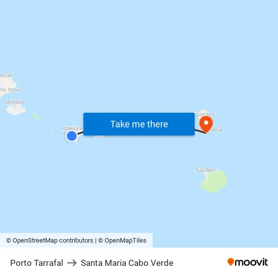 Porto Tarrafal to Santa Maria Cabo Verde map
