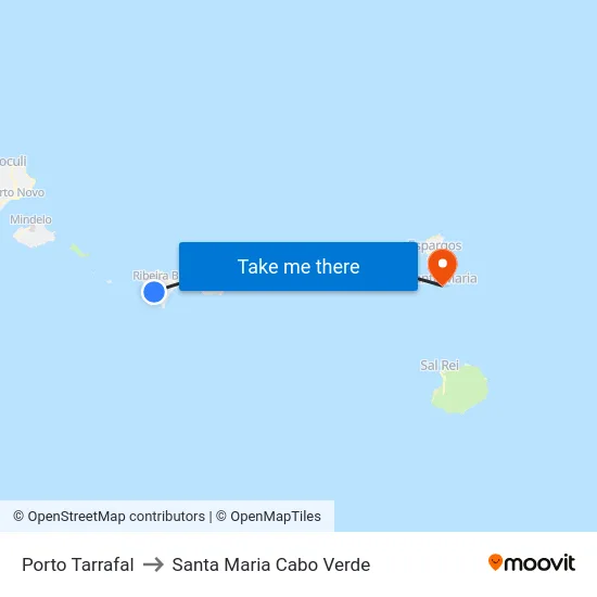 Porto Tarrafal to Santa Maria Cabo Verde map