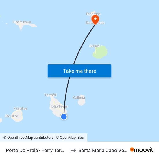 Porto Do Praia - Ferry Terminal to Santa Maria Cabo Verde map