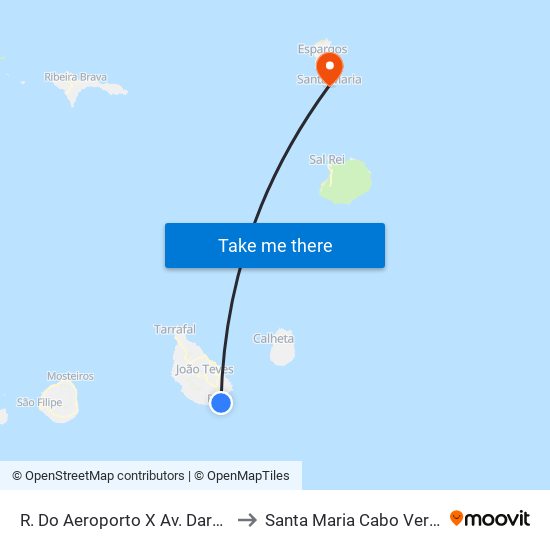 R. Do Aeroporto X Av. Darwin to Santa Maria Cabo Verde map
