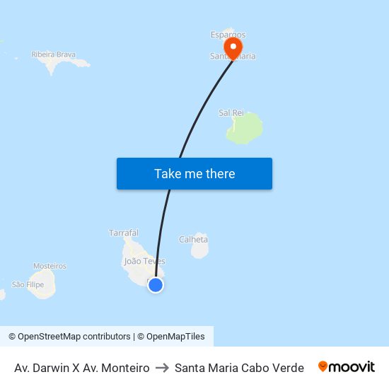 Av. Darwin X Av. Monteiro to Santa Maria Cabo Verde map