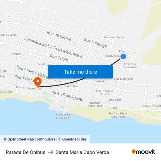 Parada De Ónibus to Santa Maria Cabo Verde map