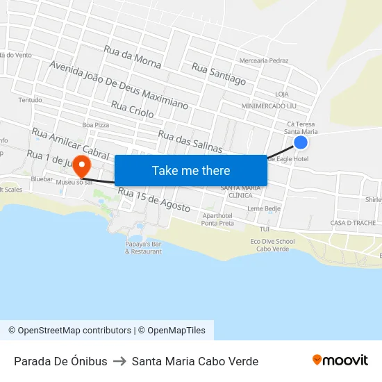 Parada De Ónibus to Santa Maria Cabo Verde map