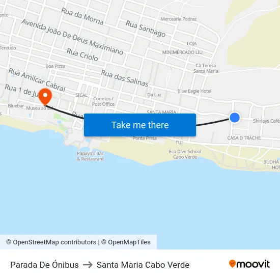 Parada De Ónibus to Santa Maria Cabo Verde map