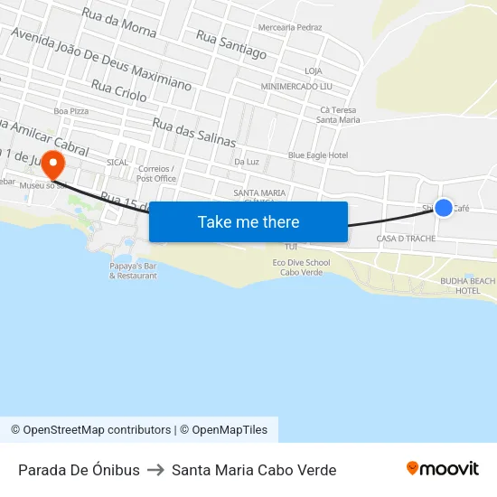 Parada De Ónibus to Santa Maria Cabo Verde map