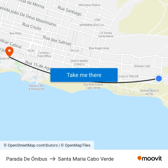 Parada De Ónibus to Santa Maria Cabo Verde map