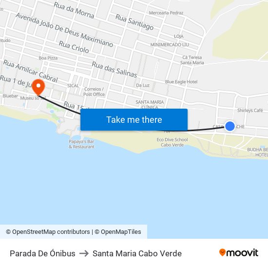 Parada De Ónibus to Santa Maria Cabo Verde map