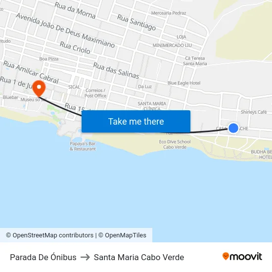 Parada De Ónibus to Santa Maria Cabo Verde map