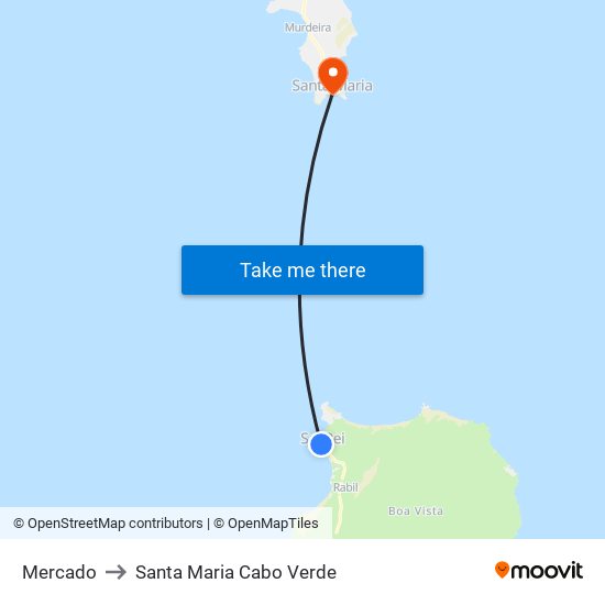 Mercado to Santa Maria Cabo Verde map