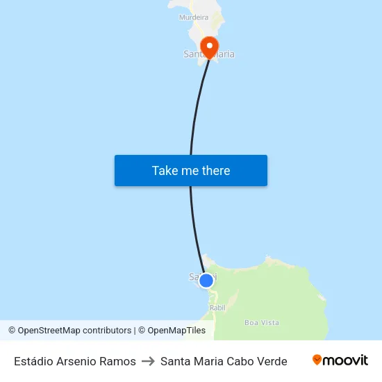 Estádio Arsenio Ramos to Santa Maria Cabo Verde map