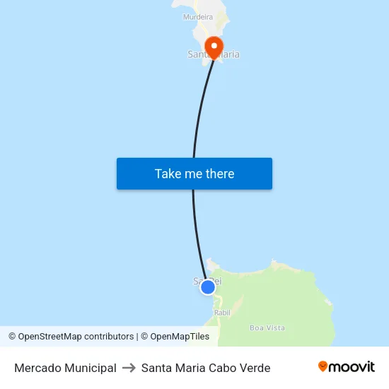 Mercado Municipal to Santa Maria Cabo Verde map