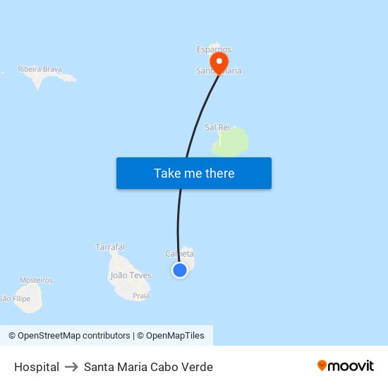 Hospital to Santa Maria Cabo Verde map