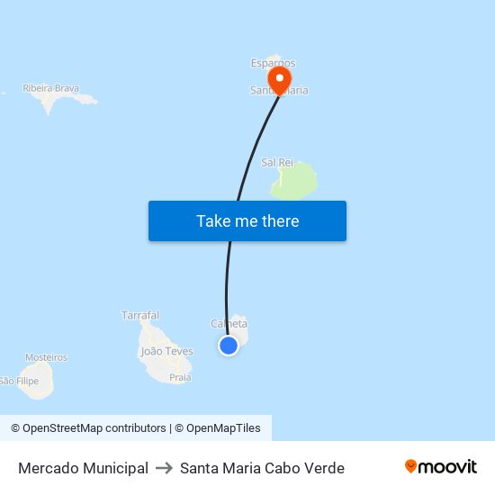 Mercado Municipal to Santa Maria Cabo Verde map