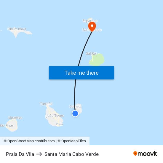 Praia Da Vila to Santa Maria Cabo Verde map