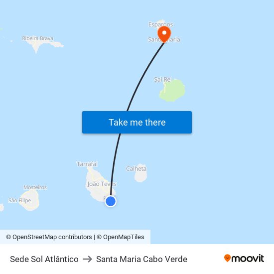 Sede Sol Atlântico to Santa Maria Cabo Verde map