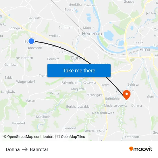 Dohna to Bahretal map