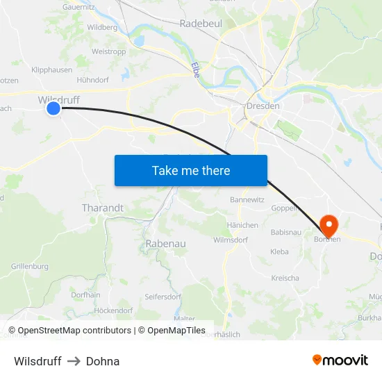 Wilsdruff to Dohna map