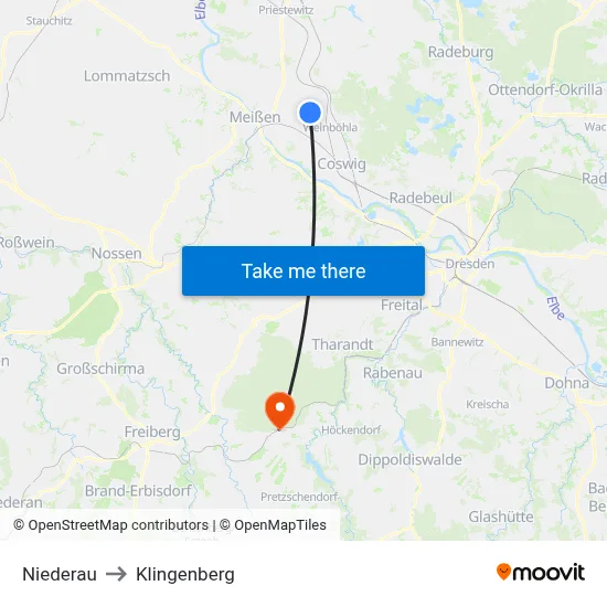 Niederau to Klingenberg map