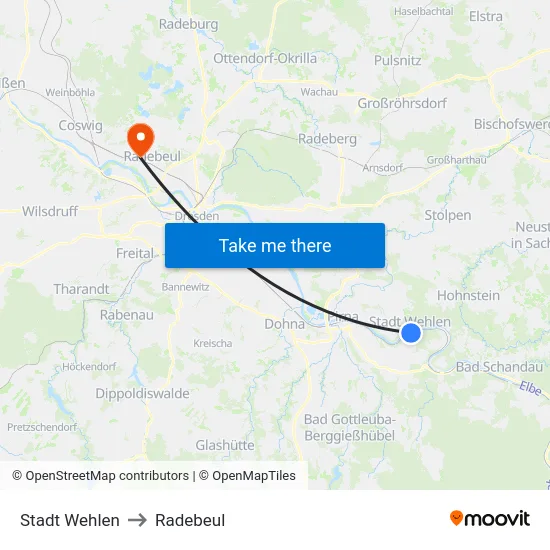 Stadt Wehlen to Radebeul map