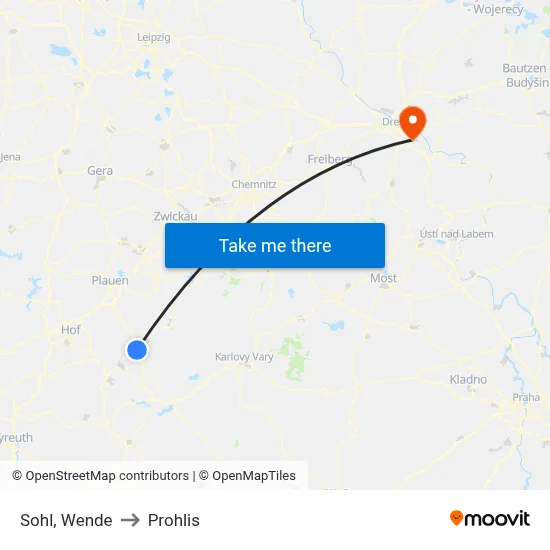 Sohl, Wende to Prohlis map