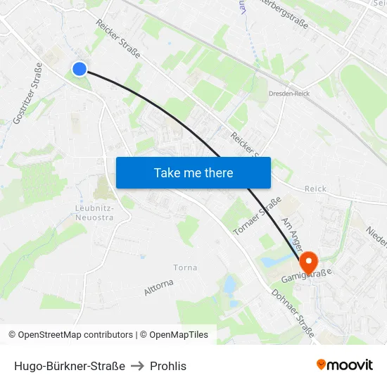 Hugo-Bürkner-Straße to Prohlis map
