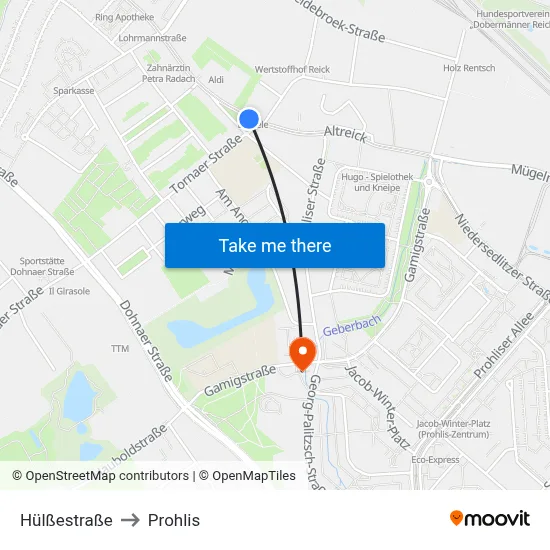 Hülßestraße to Prohlis map