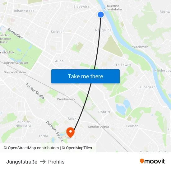 Jüngststraße to Prohlis map