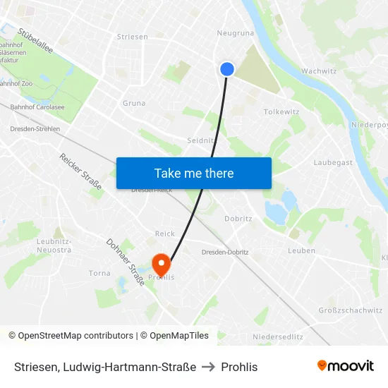 Striesen, Ludwig-Hartmann-Straße to Prohlis map